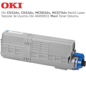 Oki 46490631 Mavi Toner Dolumu