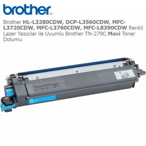 Brother TN-279C Mavi Toner Dolumu